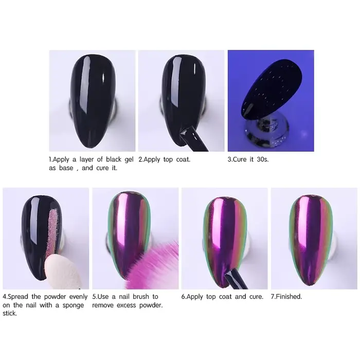 Poudre chromée pour ongles