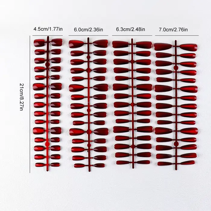 30 pièces aimant rouge oeil de chat faux ongles amande longue cercueil brillant