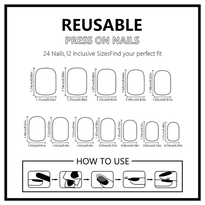 10 faux ongles à presser