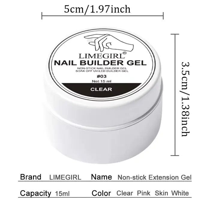 LIMEGIRL 15g Gel d'extension antiadhésif UV construction rapide solide Gel