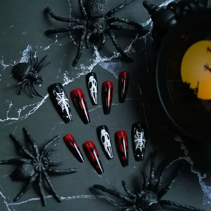 Faux-Ongles en Acrylique à Couverture Complète avec Poignées Amovibles