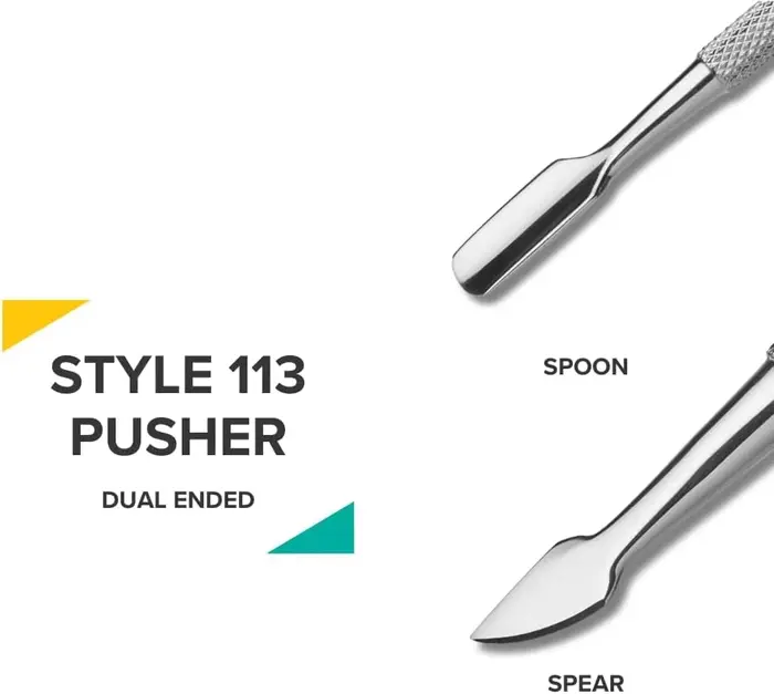 Pousse-cuticules professionnel en acier inoxydable à double extrémité - Éliminateur de peaux mortes et de cuticules pour manucure et pédicure - Indispensable pour le nail art
