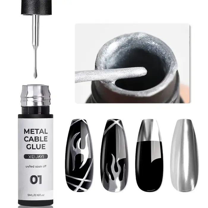 Vernis à ongles en Gel métallique Super brillant, 5/7/8ml, argent/or/Rose, miroir, Semi-Permanent, U