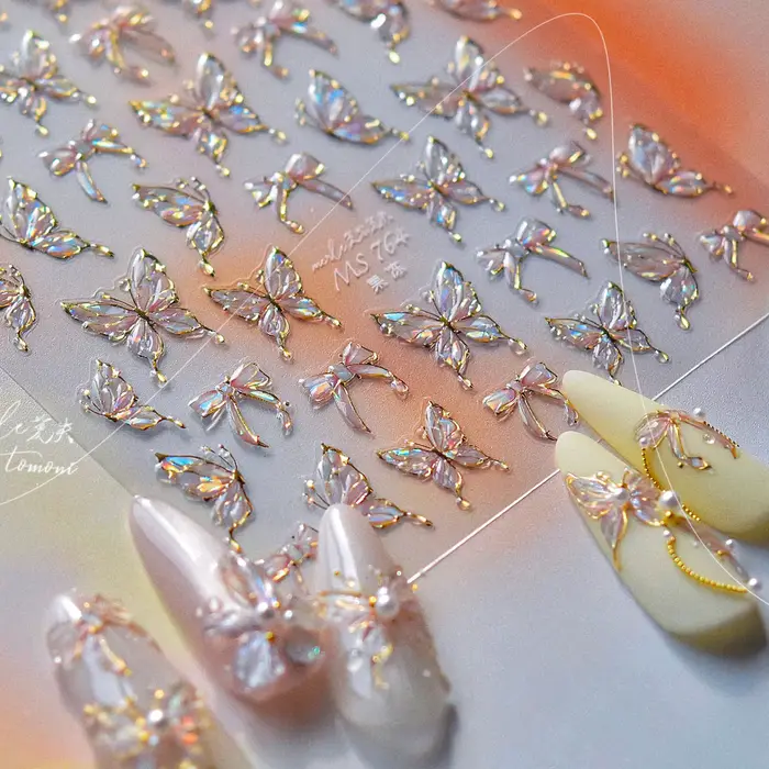 Gelée papillon 5D Nail Art autocollant strass cristal charmant brillant insectes animaux bricolage auto-adhésif décoration manucure décalcomanie