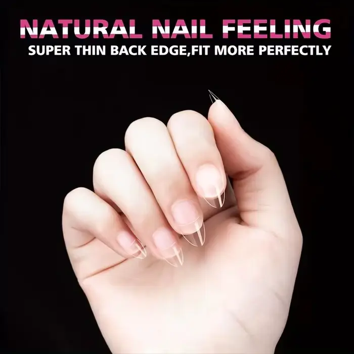 600 morceaux de faux ongles courts français – Faux ongles ovales courts, 12 tailles de pointes d'ong