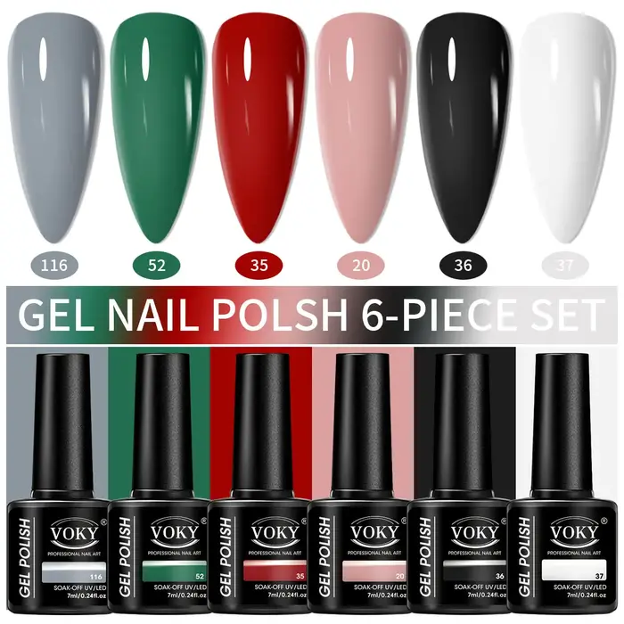 VOKY 6PCS/SET Ensemble de gel à ongles durable et amovible