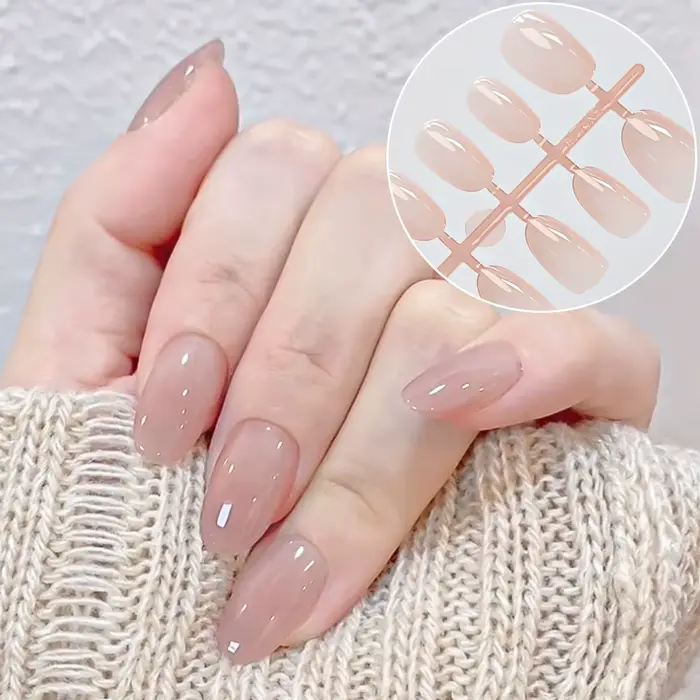 150 pièces M/S/XS glace nue courte ovale faux ongles français brillant mat Simple presse