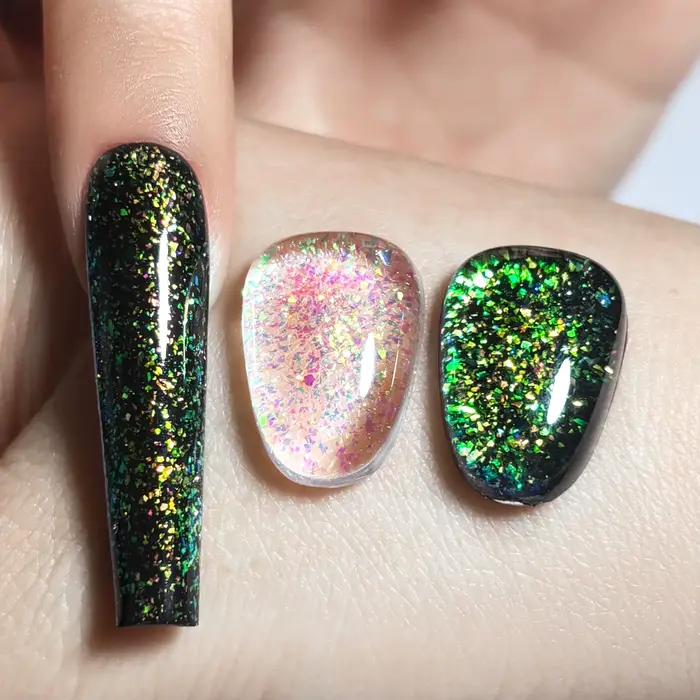 KODI JYJ Aurora opale sans lingette couche de finition vernis uv semi-permanent paillettes Gellac 12ml manucure coloré