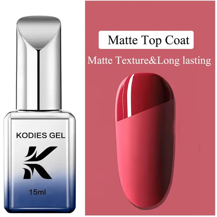KODIES GEL Top Coat Mat Sans TPO Sans HEMA Vernis à Ongles Semi-Permanent UV/LED Fini Velours Mat pour Manucure