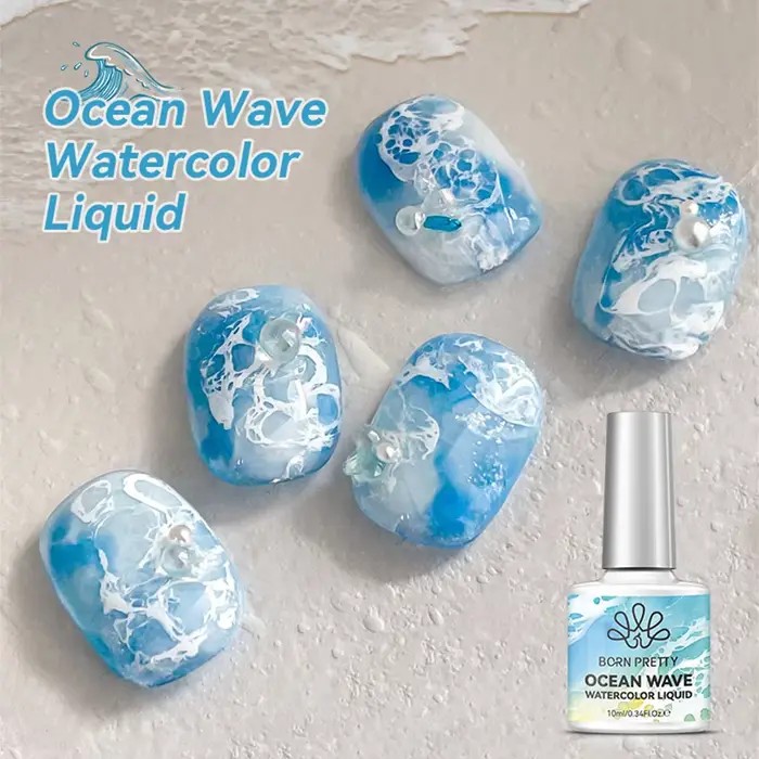 Vernis à ongles gel aquarelle 10ml Onde Océanique Blanche
