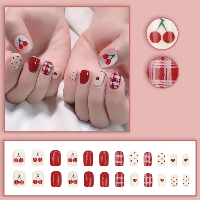 Faux ongles carrés courts pour femmes et filles