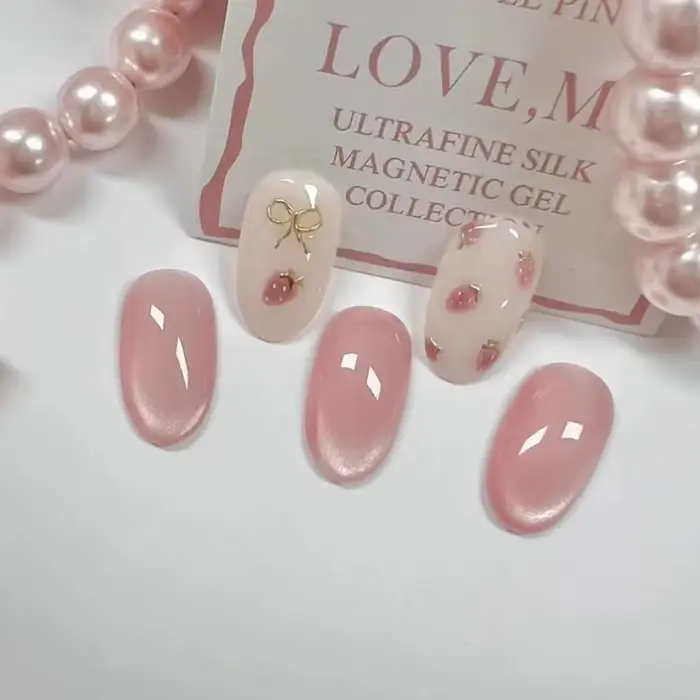 Faux ongles à tête ronde courte, 24 pièces, œil de chat bleu, pointes à pression avec colle gelée, m
