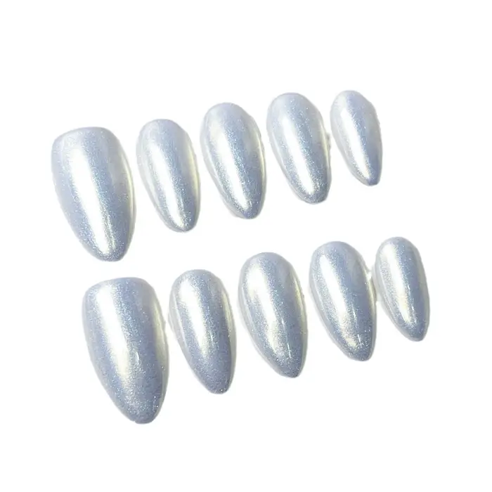 Lot de 10 faux ongles rouges faits à la main, à presser, en acrylique, mi-longs, forme amande, pour 