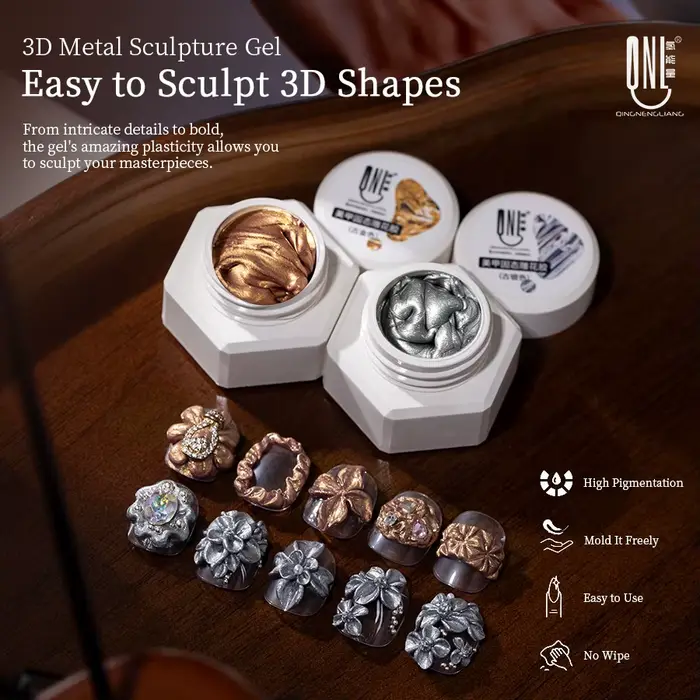 Gel de modelage 3D en métal pour ongles