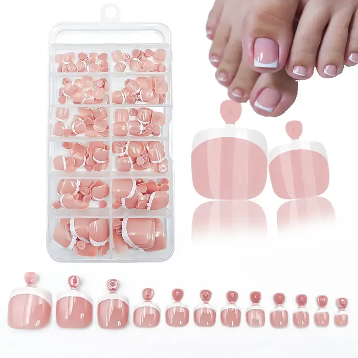 120 pièces brillant nu rose français presse sur ongles ensemble 1 * boîte court