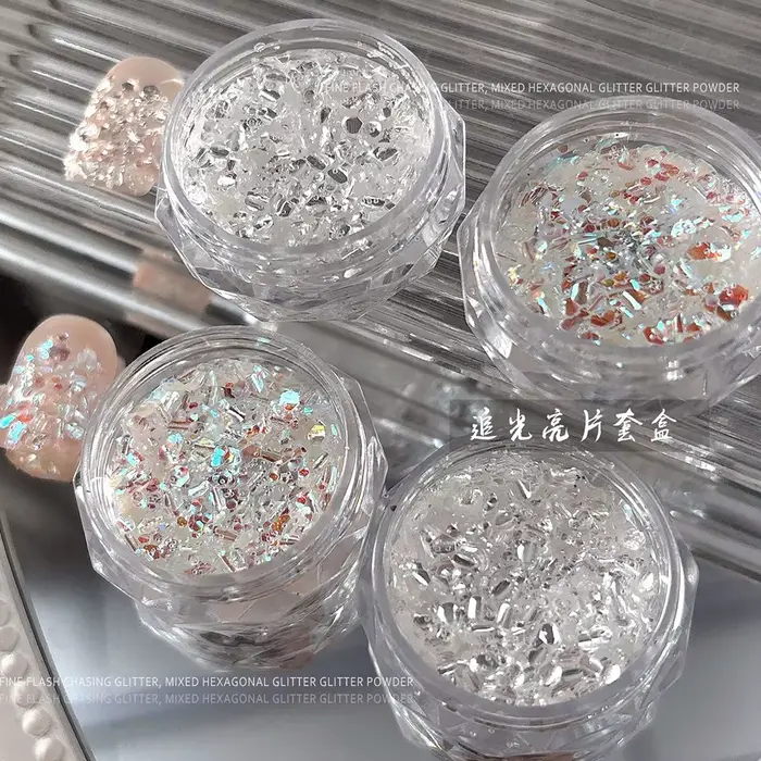 2 bouteilles de paillettes hexagonales Ultra-fines pour ongles