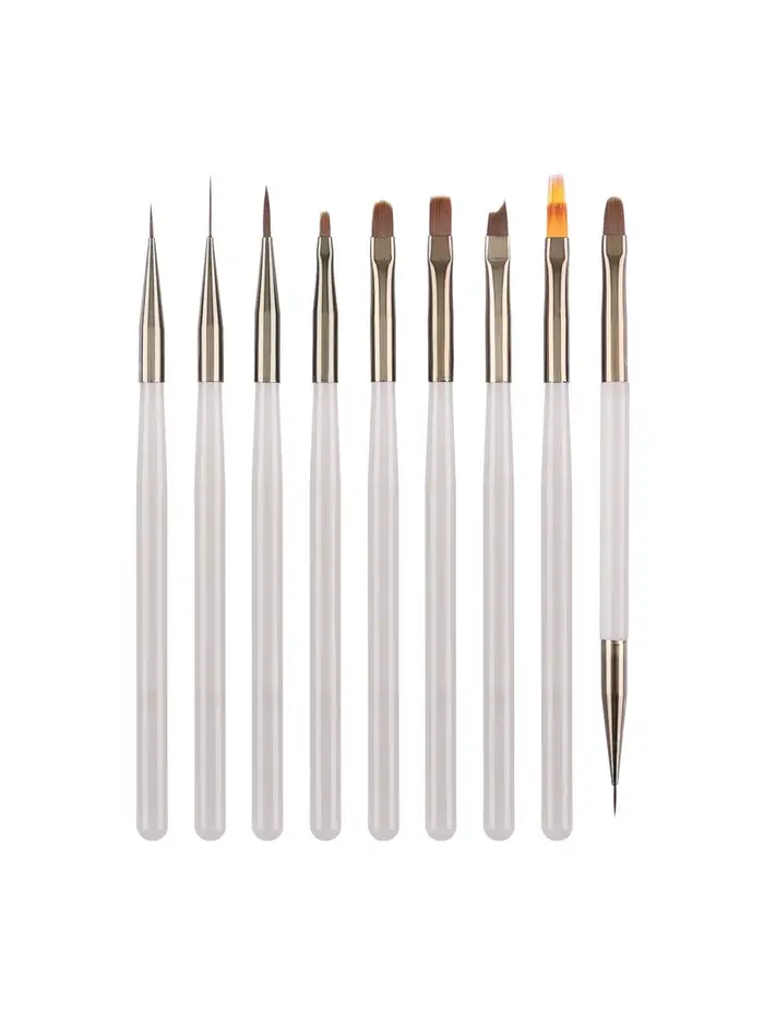 1 lot de 9 pinceaux pour Nail Art, lignes de dessin, petites marguerites, peinture de couleur univer