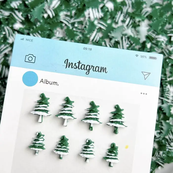 50 pièces 3D créatif arbre de noël résine Nail Art breloques dessin animé simulé neige vert