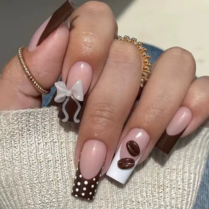 24 pièces imprimé léopard français presse sur ongles courts amande couverture complète faux