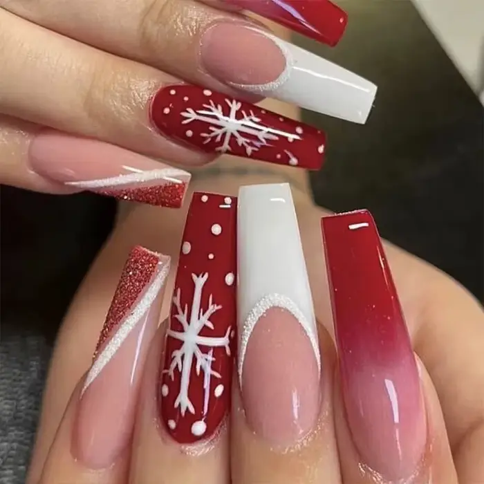 Faux ongles à pression française de noël