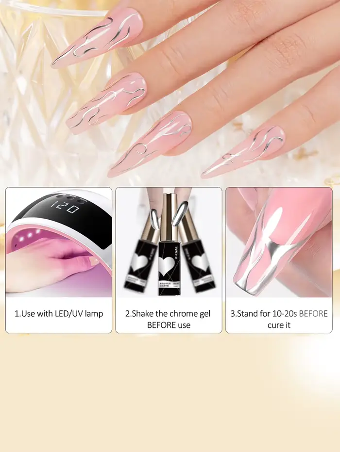 RSNAIL Gel Liner Pailleté Métallique Vernis à Ongles Blanc Noir Gel UV Peinture DIY Nail Art Gel Rayures Françaises Semi-Permanent