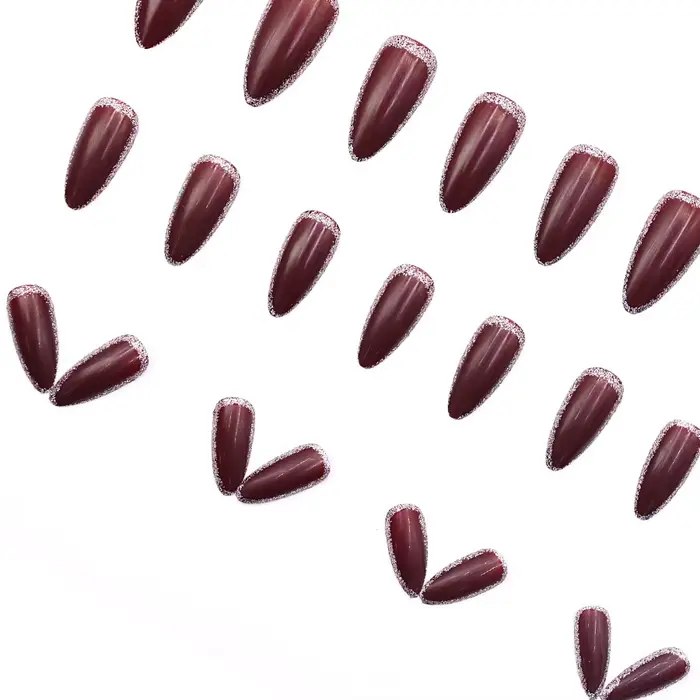 Cherry Glitter 24 pièces presse sur ongles rose dégradé faux