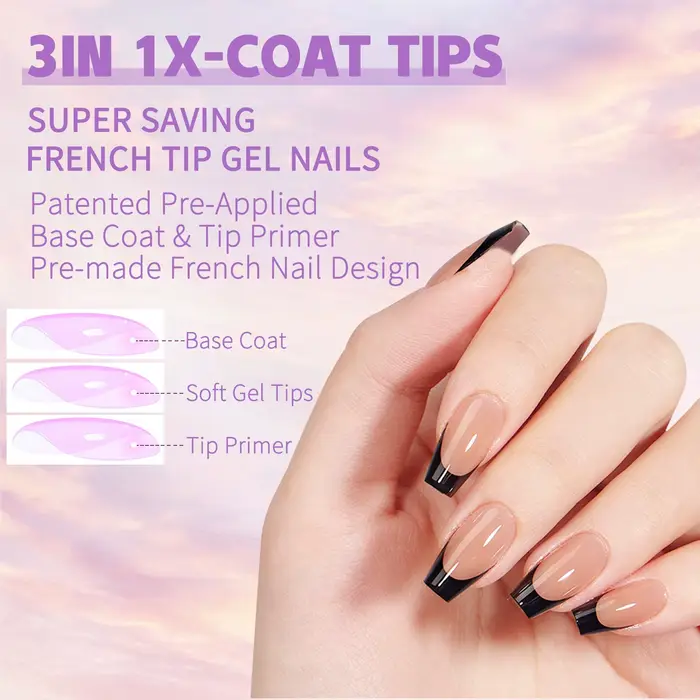 150 pièces/boîte faux ongles français sans cicatrice cercueil amovible amande faux ongles patchs acr