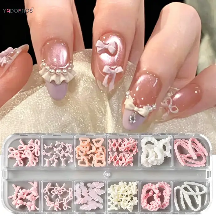 Accessoires pour ongles de la série Ballet rose 12Grid