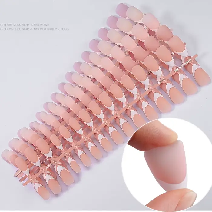 150 pièces/ensemble blanc français Gel ongles conseils moyen amande nu rose presse