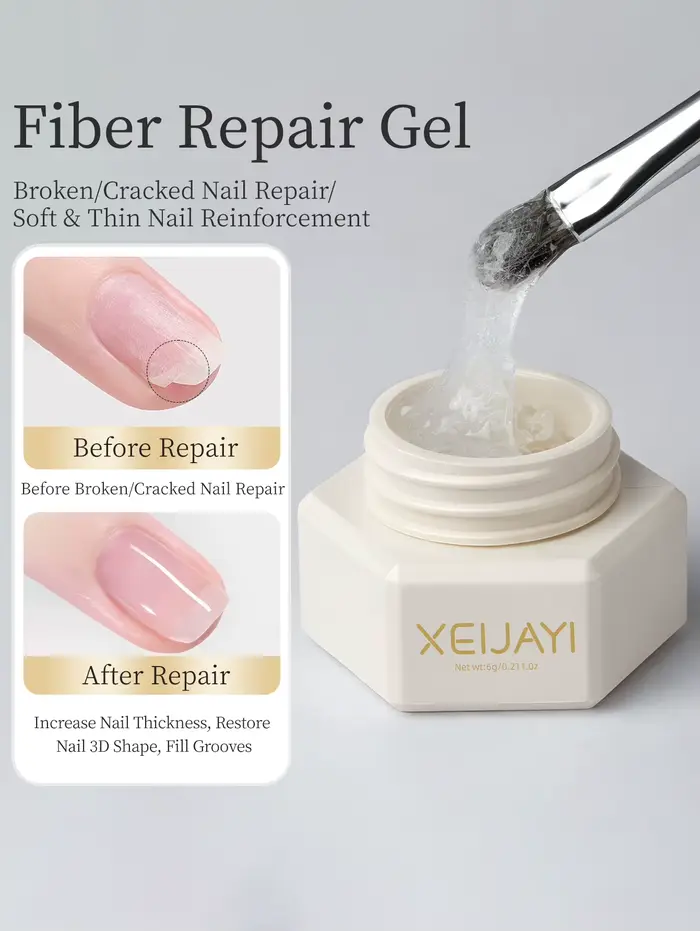 XEIJAYI 1Pc 6g Gel réparateur pour ongles cassés, gel transparent pour réparer les ongles, gel forti
