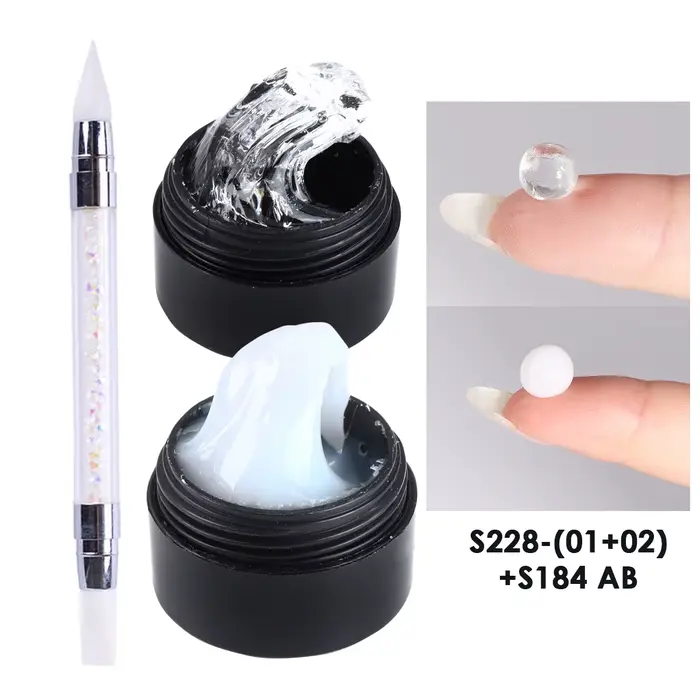 Extension d'ongles en cristal doux et solide, 2 pièces, stylo de sculpture de fleurs, acrylique clai