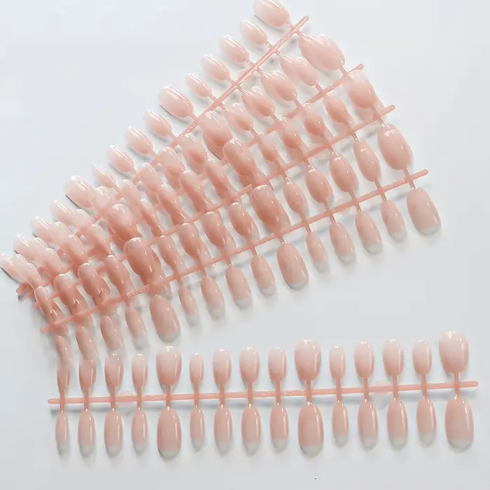 150 pièces M/S/XS glace nue courte ovale faux ongles français brillant mat Simple presse