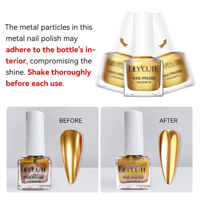 LILYCUTE 7ml miroir métallique Vernis à ongles pas besoin de lampe UV LED fournitures