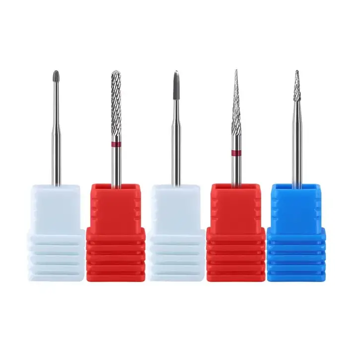 20 Types de foret à ongles en carbure de tungstène bleu arc-en-ciel, fraises à ongles électriques po