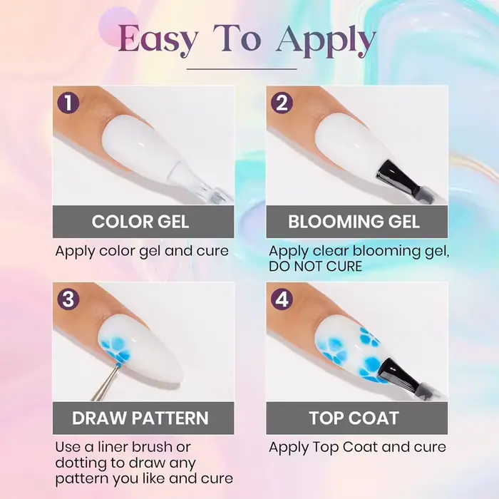 QAZIXU Gel Blooming Transparent Effet Aquarelle UV LED Soak Off pour Ongles