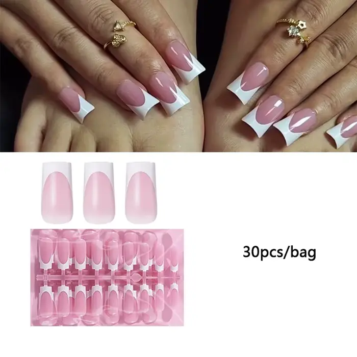 30 faux ongles carrés pour les orteils