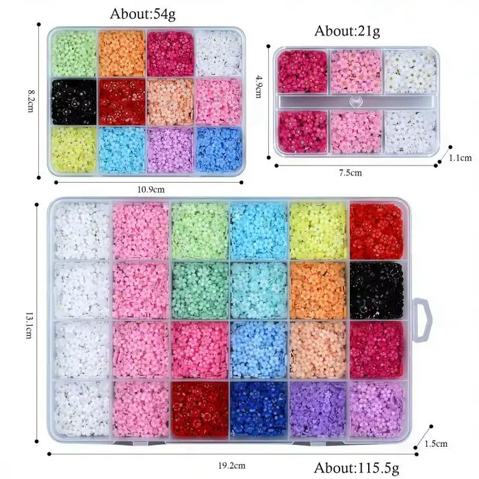Décorations d'ongles en forme de fleurs à cinq pétales mélangées