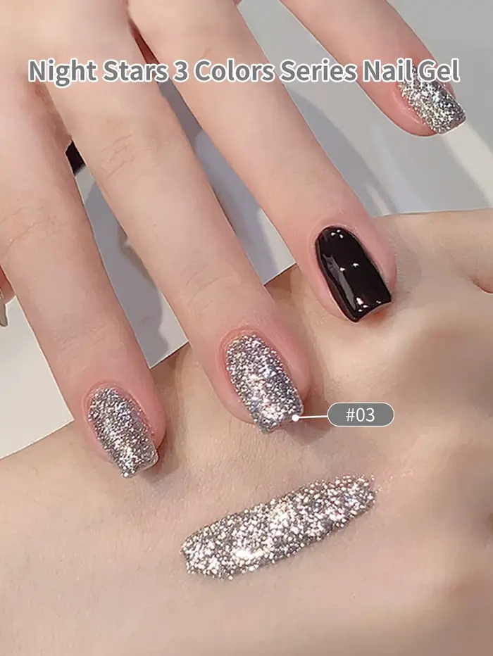 Vernis à ongles d'hiver à paillettes réfléchissantes