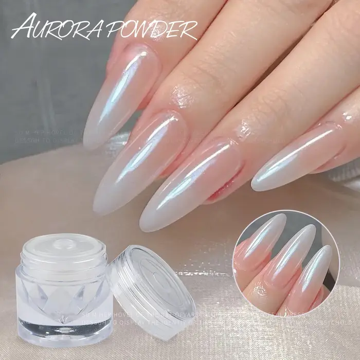 Haute luminosité glace transparent cristal Aurora ongles poudre miroir paillettes poussière Chrome clair de lune blanc