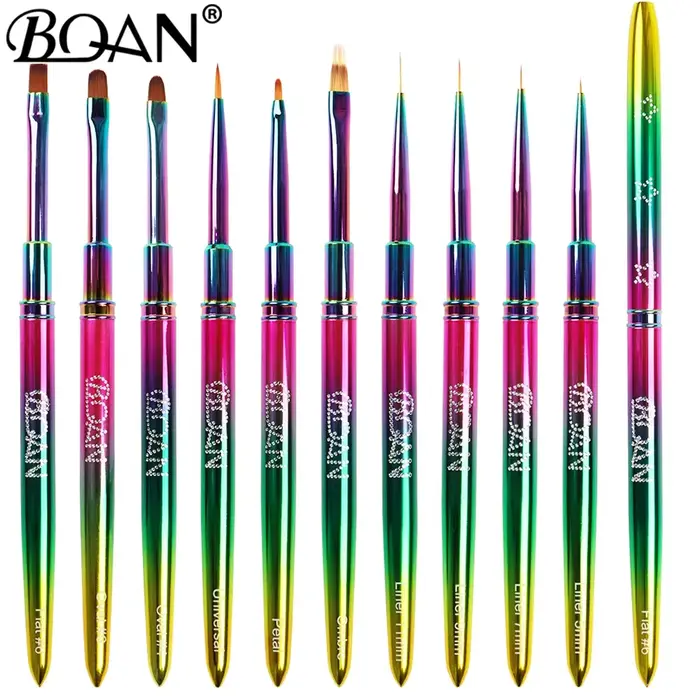 BQAN 10 styles de pinceaux pour nail art à effet dégradé étoilé