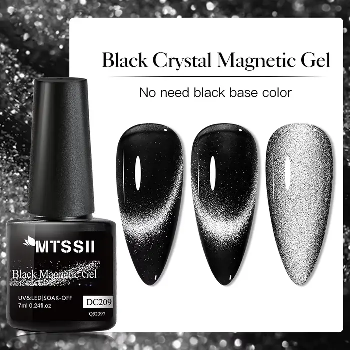 Vernis à ongles semi-permanent en gel magnétique noir cristal 7 ml