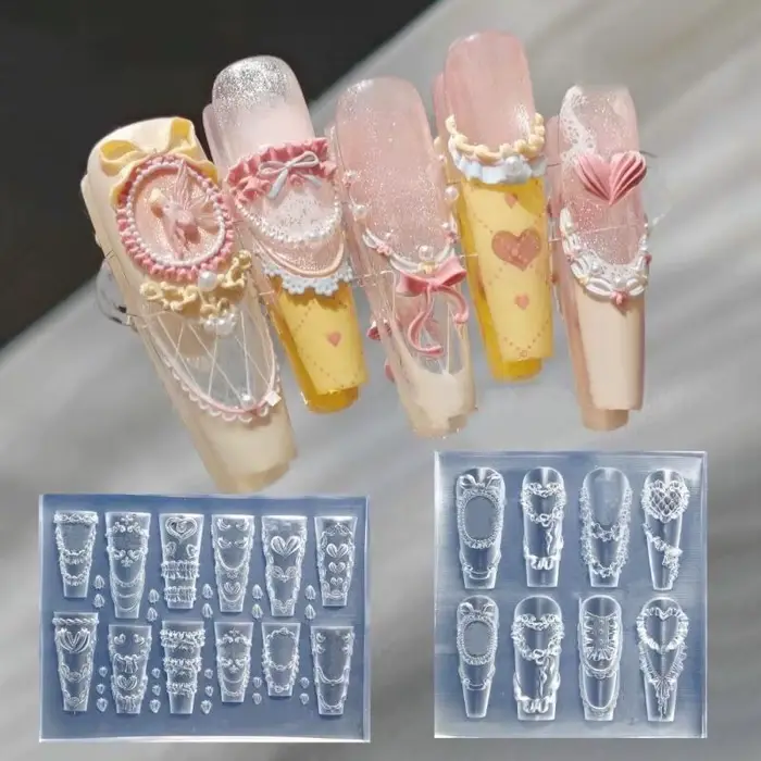 Moule en silicone pour nail art avec nœud en dentelle