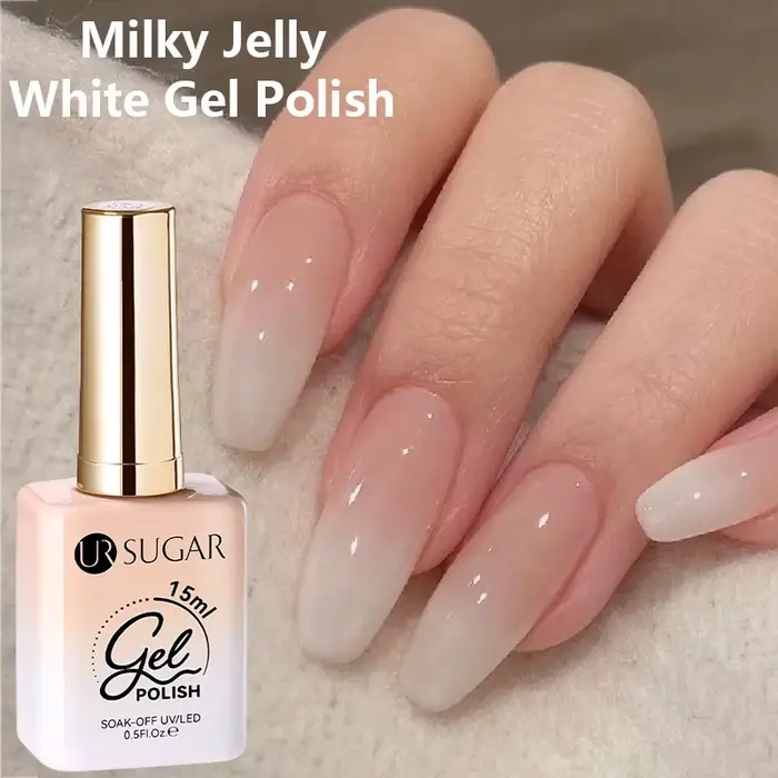 UR SUGAR 15ml Vernis à ongles gel blanc laiteux semi-transparent effet gelée, gel UV LED à retirer p