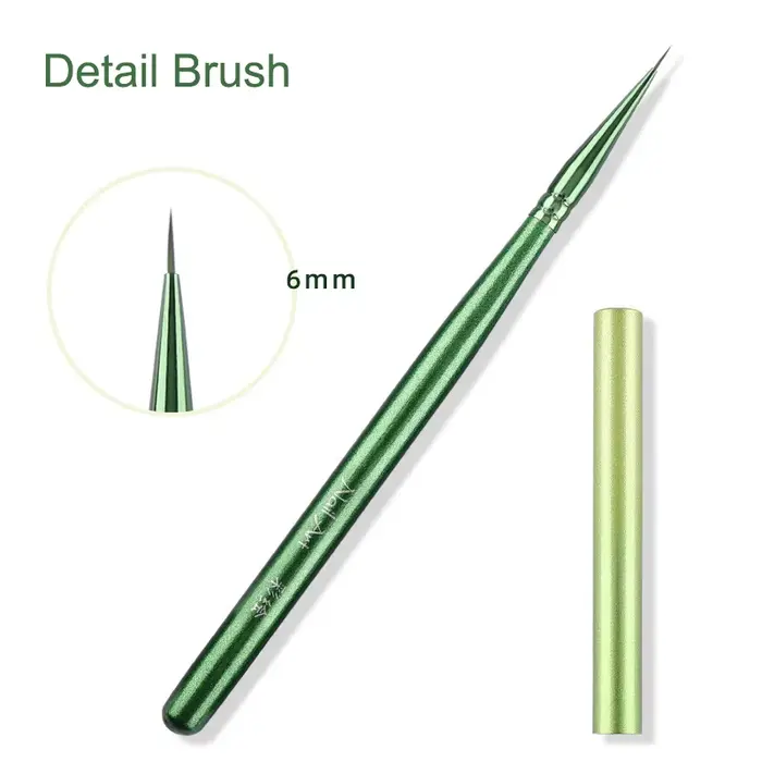 Nouveau Pinceau Vert pour Nail Art avec Manche en Bois Peint, Pinceau de Précision pour Dessin, Pein