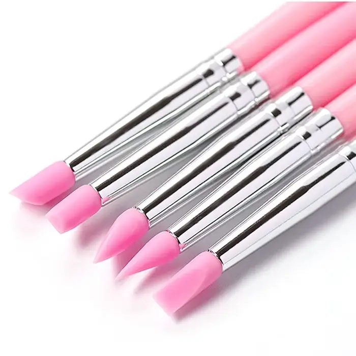 Lot de 5 outils professionnels de manucure DIY : pinceau à ongles en silicone