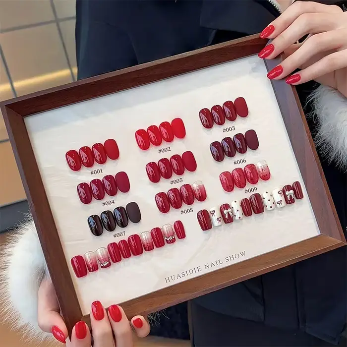 Ensemble de vernis à ongles solide collant rouge vin 9 couleurs-nouvelles tendances