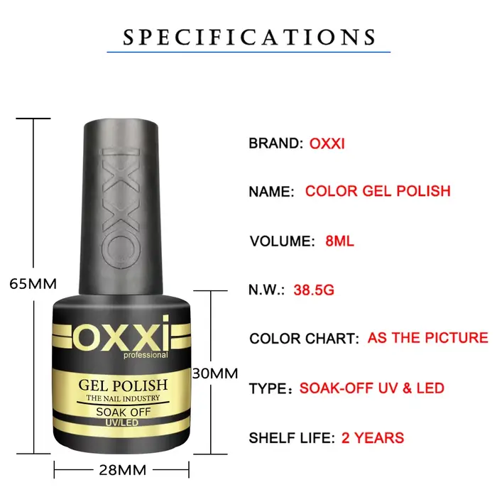 Vernis Gel OXXI pour Ongles 8ml – Couleurs Semi-permanentes UV Gel Manucure Gellac LED Hybride Émail Quotidien Classique Gel Lak