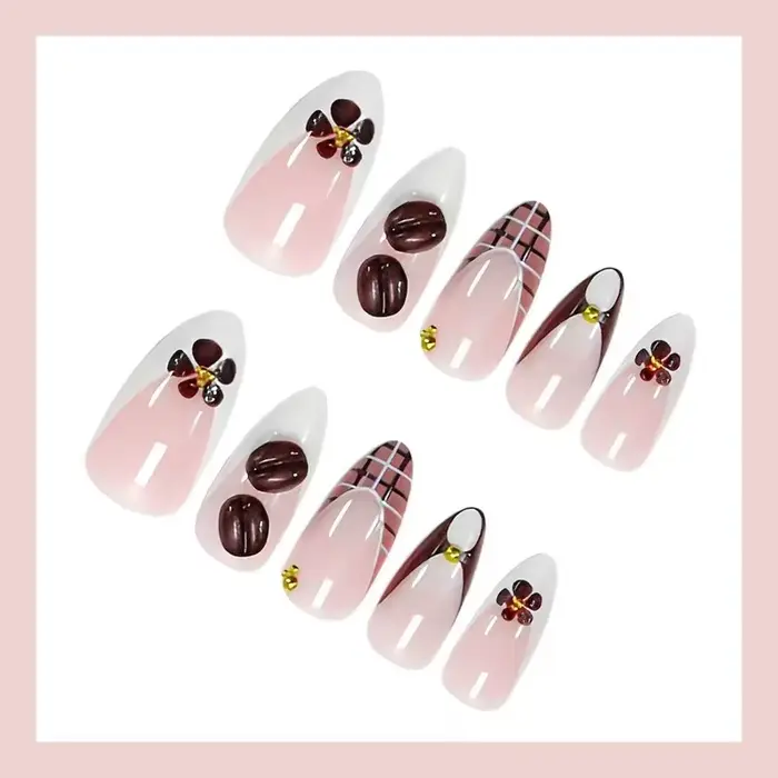 24 faux ongles en relief 3D
