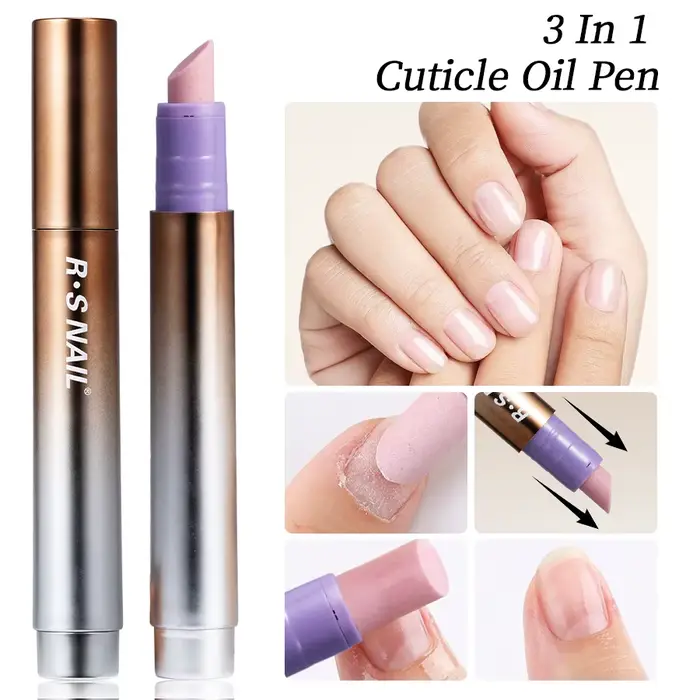 RSNAIL Stylo à huile pour cuticules 3 en 1 avec poussoir à ongles en céramique