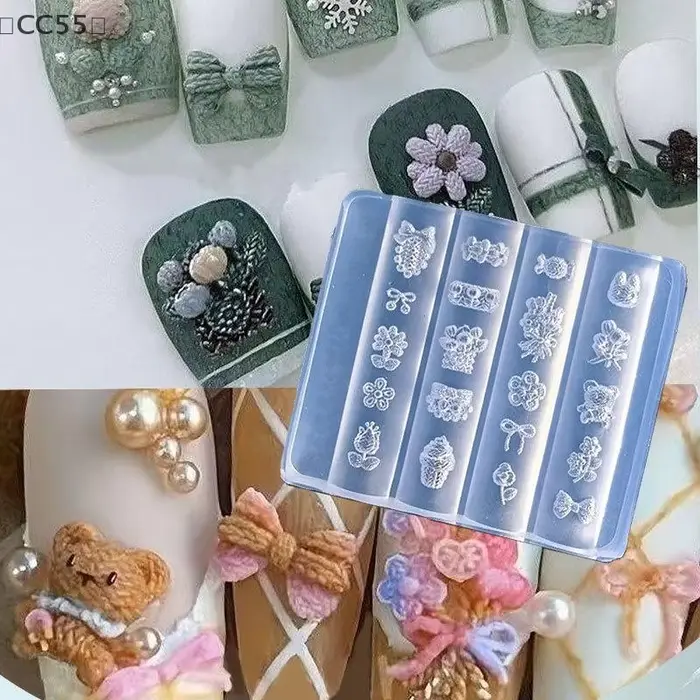 、1CC55 Raga3D Moule à ongles en silicone pour fruits Pétales de fleurs douces Modèles d'ongles féeri